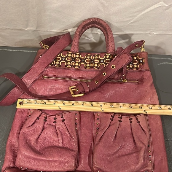 Isabella Fiore Burgundy Tote with Brass Accents - Picture 16 of 16